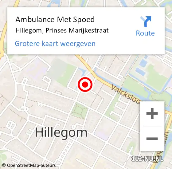 Locatie op kaart van de 112 melding: Ambulance Met Spoed Naar Hillegom, Prinses Marijkestraat op 31 december 2023 15:07