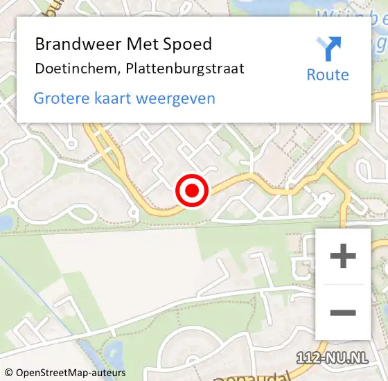 Locatie op kaart van de 112 melding: Brandweer Met Spoed Naar Doetinchem, Plattenburgstraat op 31 december 2023 15:09