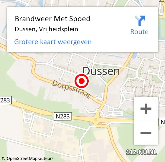 Locatie op kaart van de 112 melding: Brandweer Met Spoed Naar Dussen, Vrijheidsplein op 31 december 2023 15:12