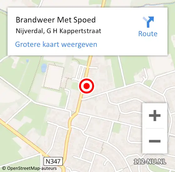 Locatie op kaart van de 112 melding: Brandweer Met Spoed Naar Nijverdal, G H Kappertstraat op 31 december 2023 15:27
