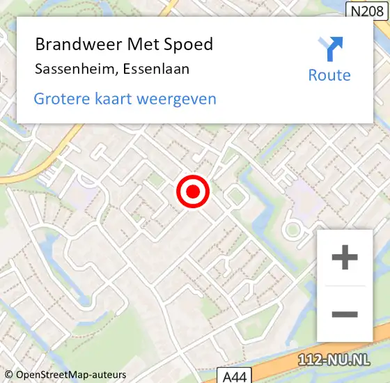 Locatie op kaart van de 112 melding: Brandweer Met Spoed Naar Sassenheim, Essenlaan op 31 december 2023 15:34