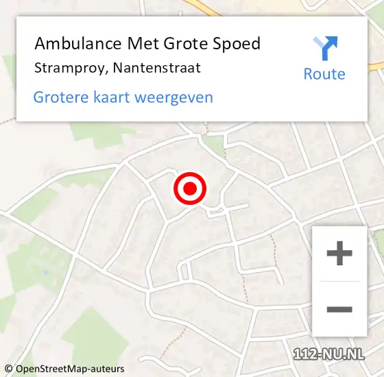 Locatie op kaart van de 112 melding: Ambulance Met Grote Spoed Naar Stramproy, Nantenstraat op 31 december 2023 15:45