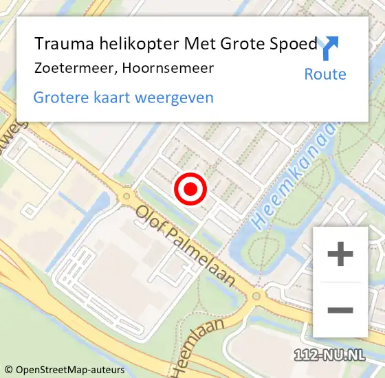 Locatie op kaart van de 112 melding: Trauma helikopter Met Grote Spoed Naar Zoetermeer, Hoornsemeer op 31 december 2023 15:47