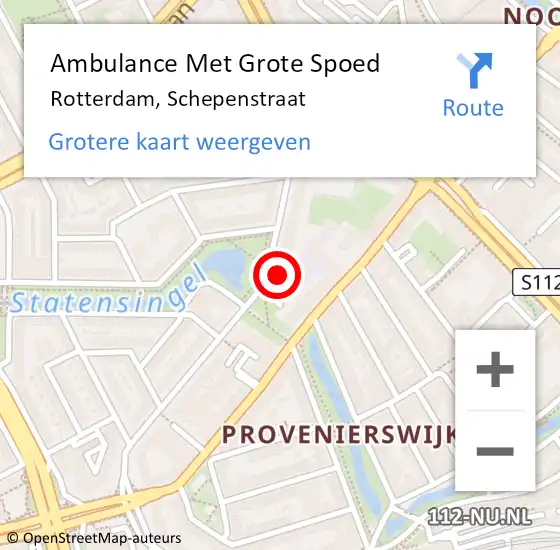 Locatie op kaart van de 112 melding: Ambulance Met Grote Spoed Naar Rotterdam, Schepenstraat op 31 december 2023 15:56