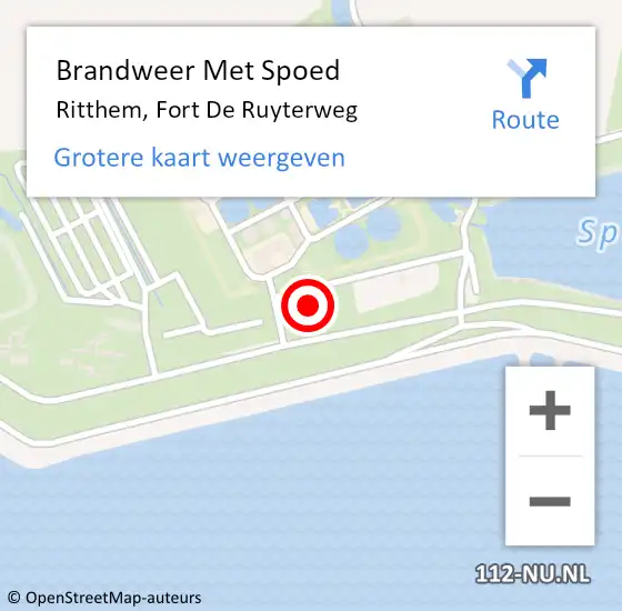 Locatie op kaart van de 112 melding: Brandweer Met Spoed Naar Ritthem, Fort De Ruyterweg op 31 december 2023 16:20