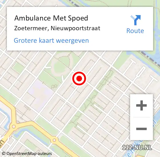 Locatie op kaart van de 112 melding: Ambulance Met Spoed Naar Zoetermeer, Nieuwpoortstraat op 31 december 2023 16:22