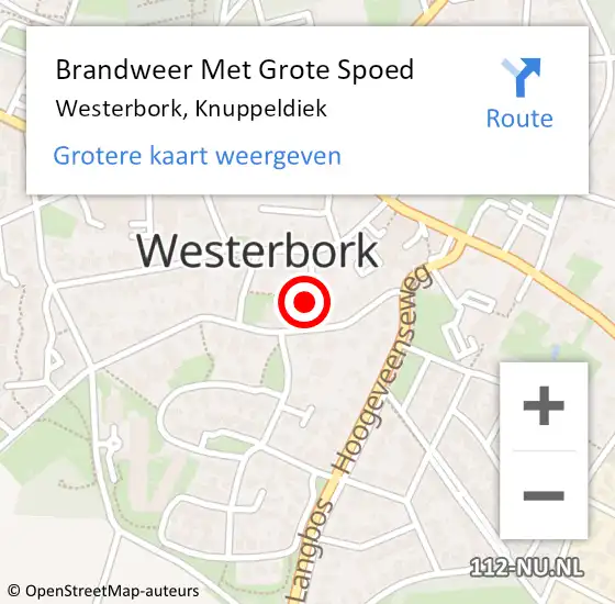 Locatie op kaart van de 112 melding: Brandweer Met Grote Spoed Naar Westerbork, Knuppeldiek op 31 december 2023 16:26