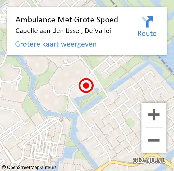 Locatie op kaart van de 112 melding: Ambulance Met Grote Spoed Naar Capelle aan den IJssel, De Vallei op 31 december 2023 16:27
