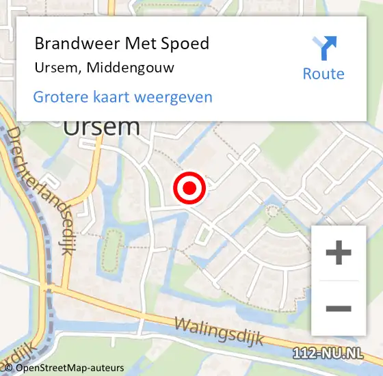 Locatie op kaart van de 112 melding: Brandweer Met Spoed Naar Ursem, Middengouw op 31 december 2023 16:36