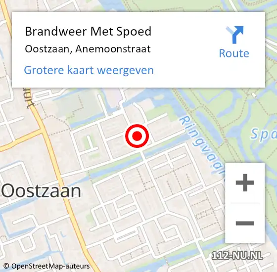 Locatie op kaart van de 112 melding: Brandweer Met Spoed Naar Oostzaan, Anemoonstraat op 31 december 2023 16:54