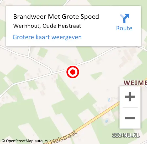 Locatie op kaart van de 112 melding: Brandweer Met Grote Spoed Naar Wernhout, Oude Heistraat op 31 december 2023 16:56