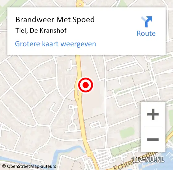 Locatie op kaart van de 112 melding: Brandweer Met Spoed Naar Tiel, De Kranshof op 31 december 2023 16:57