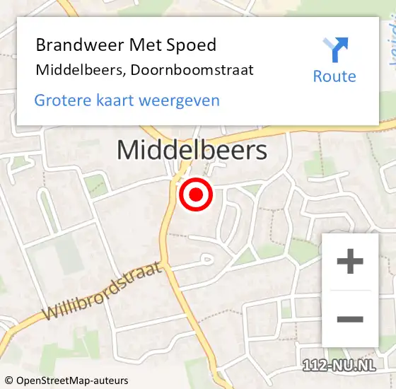Locatie op kaart van de 112 melding: Brandweer Met Spoed Naar Middelbeers, Doornboomstraat op 31 december 2023 17:04