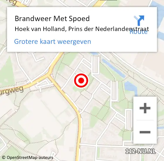 Locatie op kaart van de 112 melding: Brandweer Met Spoed Naar Hoek van Holland, Prins der Nederlandenstraat op 31 december 2023 17:16