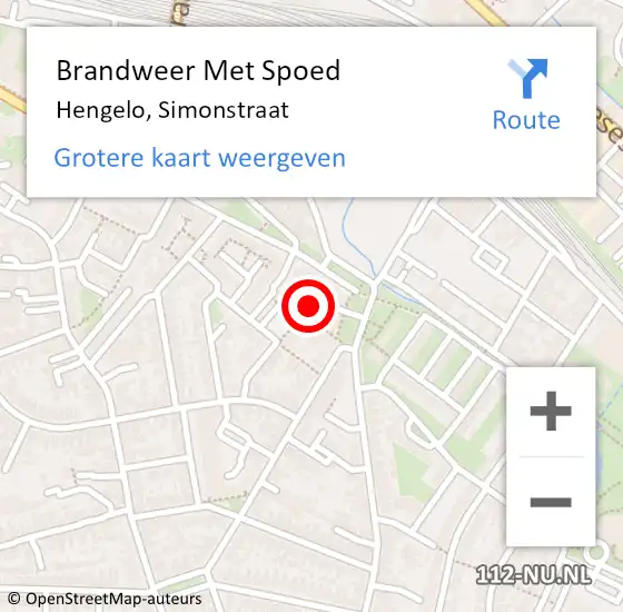 Locatie op kaart van de 112 melding: Brandweer Met Spoed Naar Hengelo, Simonstraat op 31 december 2023 17:29