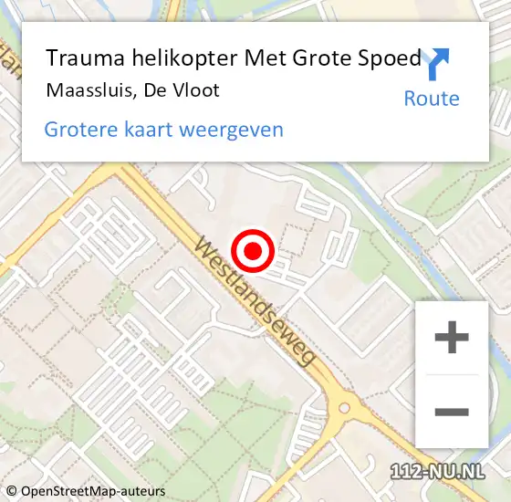 Locatie op kaart van de 112 melding: Trauma helikopter Met Grote Spoed Naar Maassluis, De Vloot op 31 december 2023 17:49