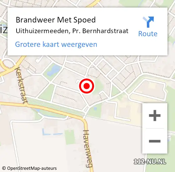 Locatie op kaart van de 112 melding: Brandweer Met Spoed Naar Uithuizermeeden, Pr. Bernhardstraat op 31 december 2023 17:56