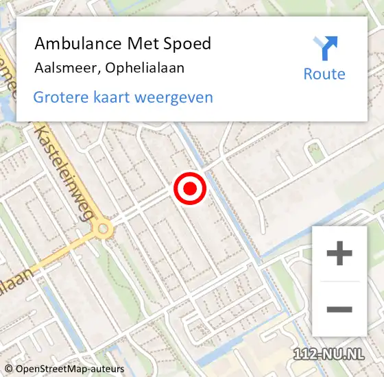 Locatie op kaart van de 112 melding: Ambulance Met Spoed Naar Aalsmeer, Ophelialaan op 31 december 2023 18:22