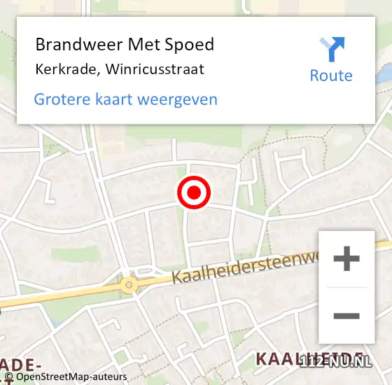 Locatie op kaart van de 112 melding: Brandweer Met Spoed Naar Kerkrade, Winricusstraat op 31 december 2023 18:24