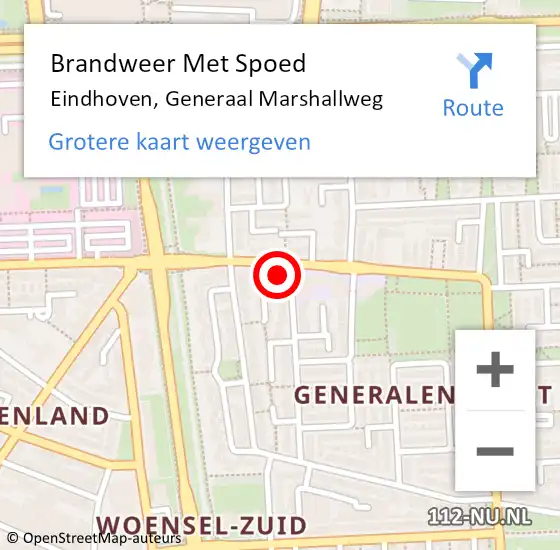 Locatie op kaart van de 112 melding: Brandweer Met Spoed Naar Eindhoven, Generaal Marshallweg op 31 december 2023 18:28