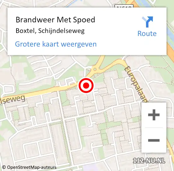 Locatie op kaart van de 112 melding: Brandweer Met Spoed Naar Boxtel, Schijndelseweg op 31 december 2023 18:35