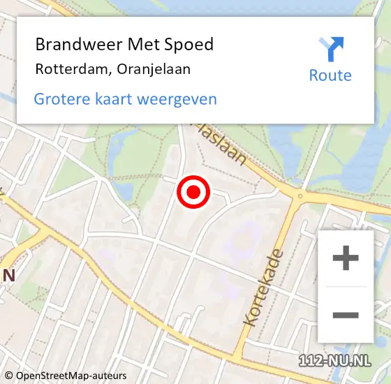 Locatie op kaart van de 112 melding: Brandweer Met Spoed Naar Rotterdam, Oranjelaan op 31 december 2023 18:39