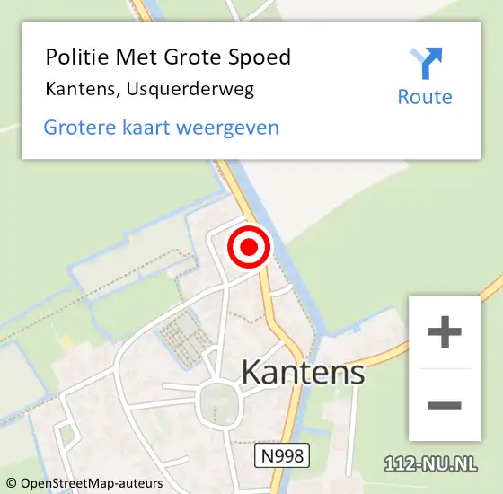 Locatie op kaart van de 112 melding: Politie Met Grote Spoed Naar Kantens, Usquerderweg op 31 december 2023 18:40