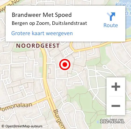 Locatie op kaart van de 112 melding: Brandweer Met Spoed Naar Bergen op Zoom, Duitslandstraat op 31 december 2023 18:47