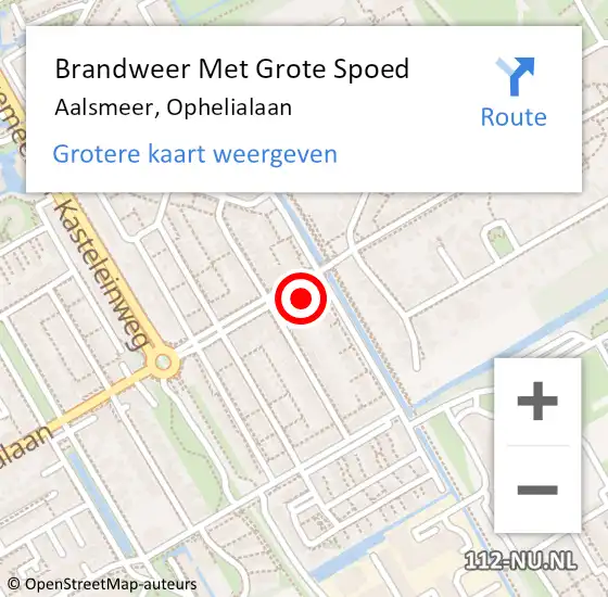Locatie op kaart van de 112 melding: Brandweer Met Grote Spoed Naar Aalsmeer, Ophelialaan op 31 december 2023 18:49