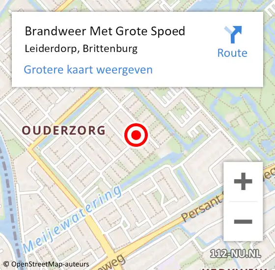 Locatie op kaart van de 112 melding: Brandweer Met Grote Spoed Naar Leiderdorp, Brittenburg op 31 december 2023 18:52