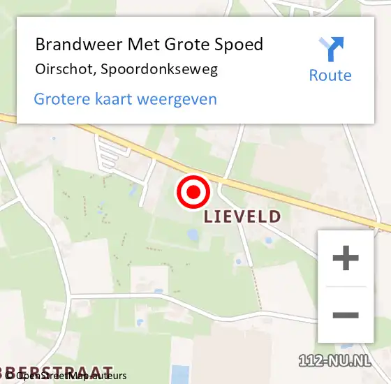 Locatie op kaart van de 112 melding: Brandweer Met Grote Spoed Naar Oirschot, Spoordonkseweg op 31 december 2023 18:52