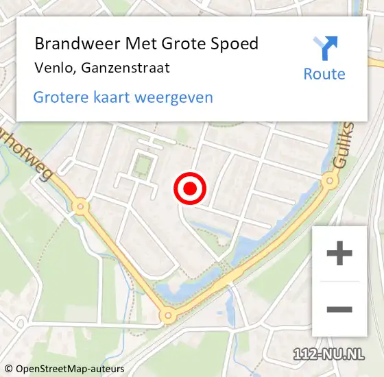 Locatie op kaart van de 112 melding: Brandweer Met Grote Spoed Naar Venlo, Ganzenstraat op 31 december 2023 18:52