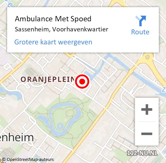 Locatie op kaart van de 112 melding: Ambulance Met Spoed Naar Sassenheim, Voorhavenkwartier op 31 december 2023 18:53