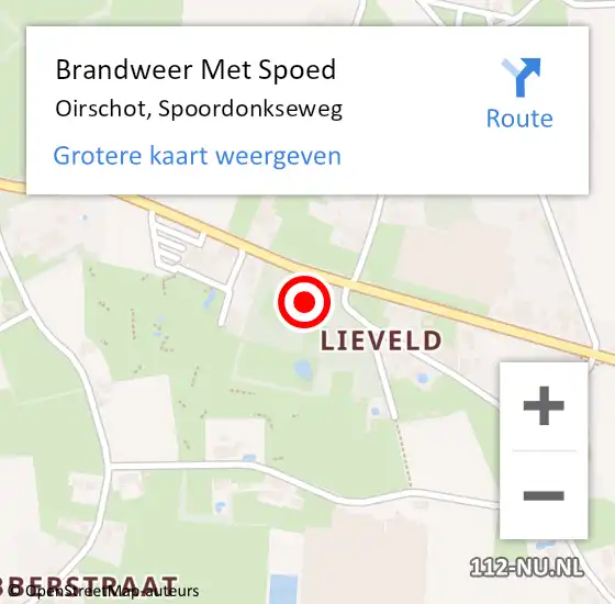 Locatie op kaart van de 112 melding: Brandweer Met Spoed Naar Oirschot, Spoordonkseweg op 31 december 2023 18:54