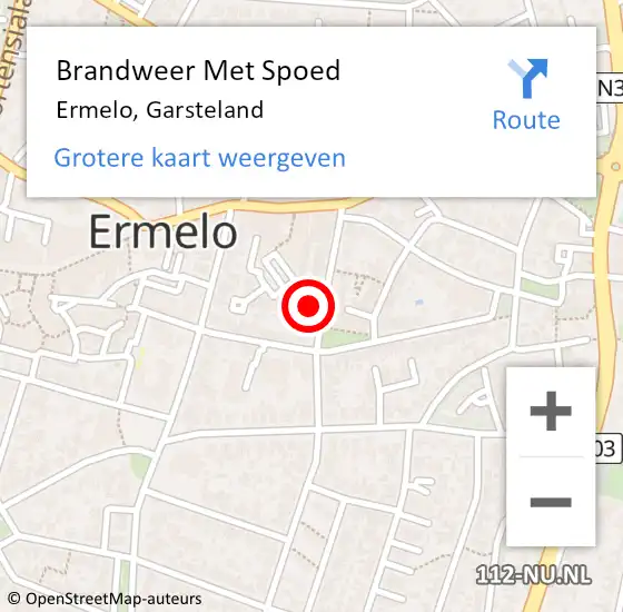 Locatie op kaart van de 112 melding: Brandweer Met Spoed Naar Ermelo, Garsteland op 31 december 2023 19:00