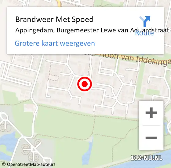 Locatie op kaart van de 112 melding: Brandweer Met Spoed Naar Appingedam, Burgemeester Lewe van Aduardstraat op 31 december 2023 19:02