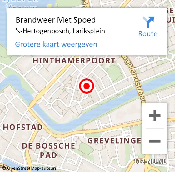 Locatie op kaart van de 112 melding: Brandweer Met Spoed Naar 's-Hertogenbosch, Lariksplein op 31 december 2023 19:02