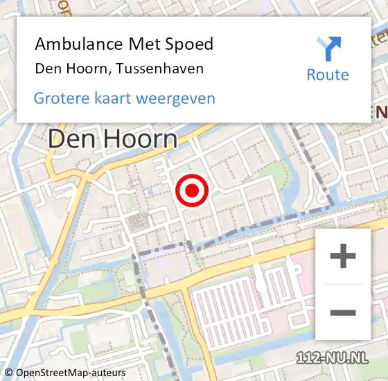 Locatie op kaart van de 112 melding: Ambulance Met Spoed Naar Den Hoorn, Tussenhaven op 31 december 2023 19:08