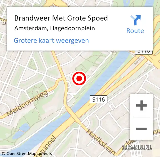 Locatie op kaart van de 112 melding: Brandweer Met Grote Spoed Naar Amsterdam, Hagedoornplein op 31 december 2023 19:09