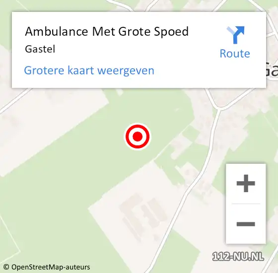 Locatie op kaart van de 112 melding: Ambulance Met Grote Spoed Naar Gastel op 31 december 2023 19:11