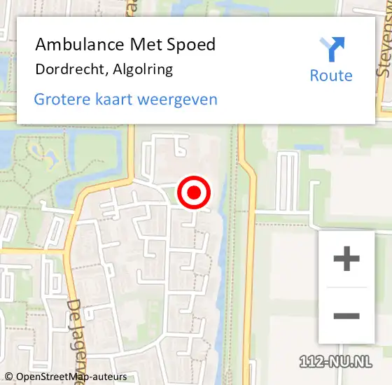 Locatie op kaart van de 112 melding: Ambulance Met Spoed Naar Dordrecht, Algolring op 31 december 2023 19:12