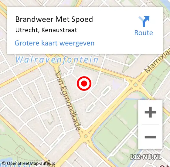 Locatie op kaart van de 112 melding: Brandweer Met Spoed Naar Utrecht, Kenaustraat op 31 december 2023 19:18