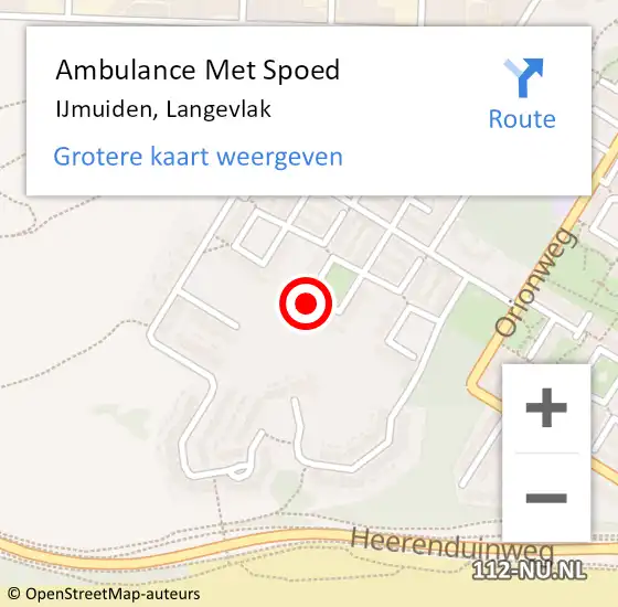 Locatie op kaart van de 112 melding: Ambulance Met Spoed Naar IJmuiden, Langevlak op 31 december 2023 19:18