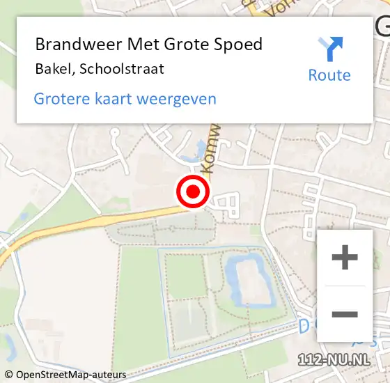 Locatie op kaart van de 112 melding: Brandweer Met Grote Spoed Naar Bakel, Schoolstraat op 31 december 2023 19:18