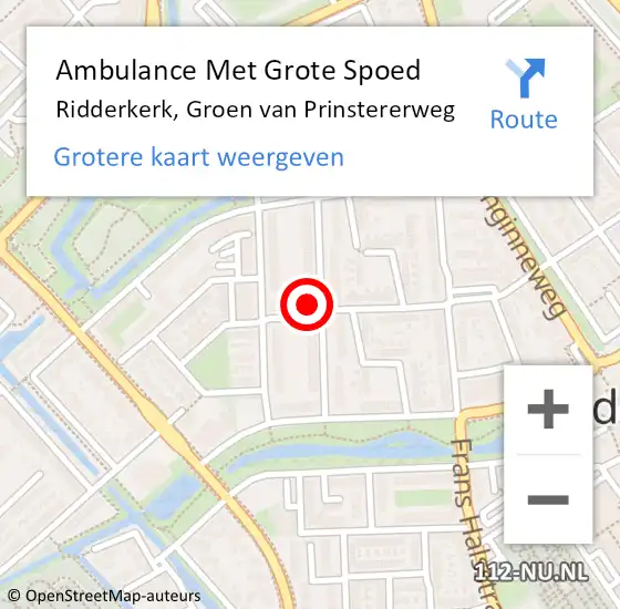 Locatie op kaart van de 112 melding: Ambulance Met Grote Spoed Naar Ridderkerk, Groen van Prinstererweg op 31 december 2023 19:22