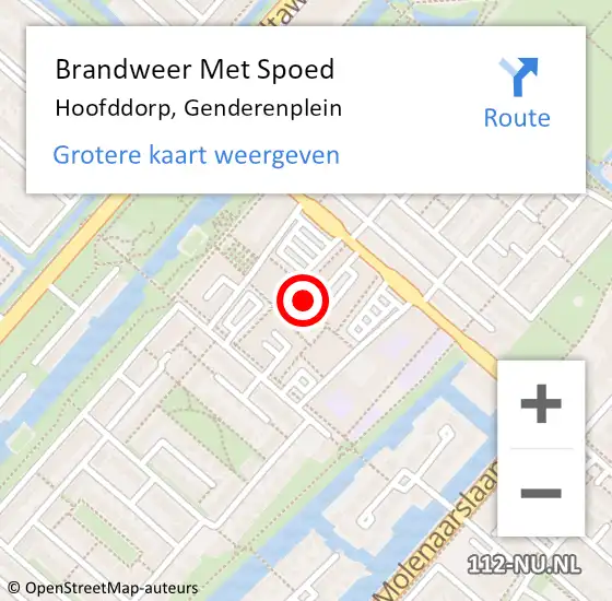 Locatie op kaart van de 112 melding: Brandweer Met Spoed Naar Hoofddorp, Genderenplein op 31 december 2023 19:36