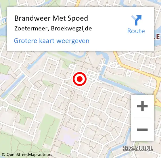 Locatie op kaart van de 112 melding: Brandweer Met Spoed Naar Zoetermeer, Broekwegzijde op 31 december 2023 19:38