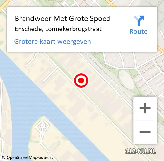 Locatie op kaart van de 112 melding: Brandweer Met Grote Spoed Naar Enschede, Lonnekerbrugstraat op 31 december 2023 19:46
