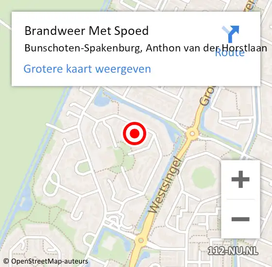 Locatie op kaart van de 112 melding: Brandweer Met Spoed Naar Bunschoten-Spakenburg, Anthon van der Horstlaan op 31 december 2023 19:48