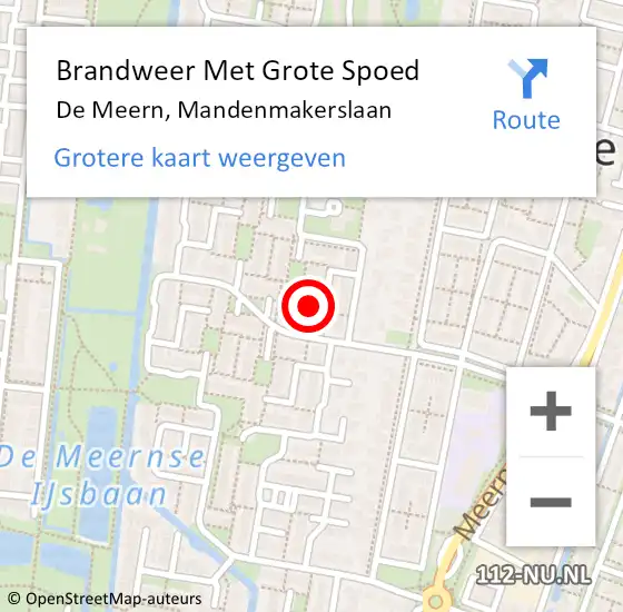 Locatie op kaart van de 112 melding: Brandweer Met Grote Spoed Naar De Meern, Mandenmakerslaan op 31 december 2023 19:53